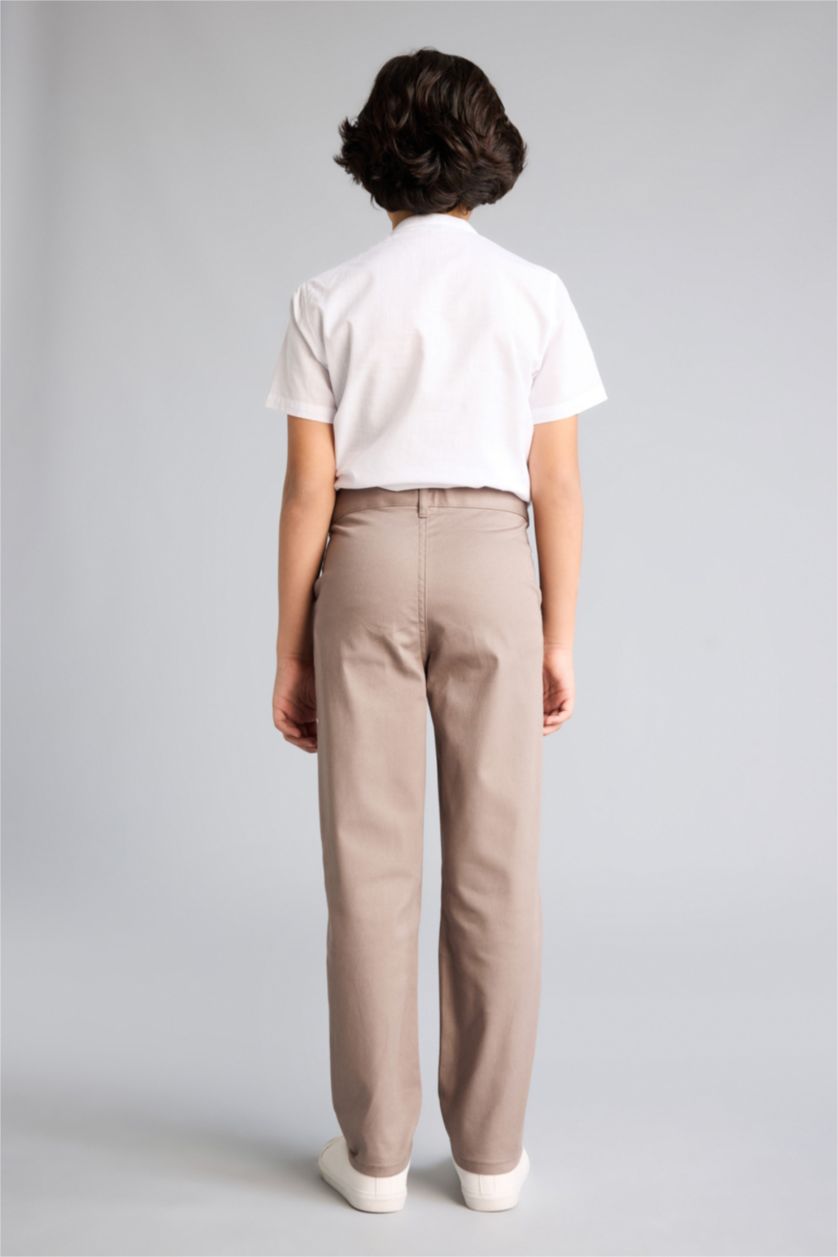 Erkek Çocuk - Genç Erkek Vizon Regular Fıt Düz Paça Gabardin Pantolon Erkek Çocuk