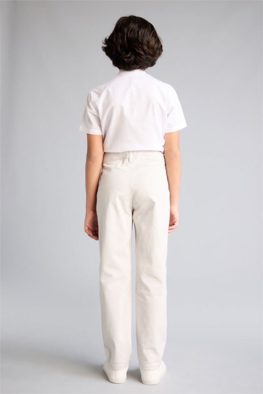 BOYS & TEENS Light Grey Boy Regular Fit Straight Leg Gabardine Trousers