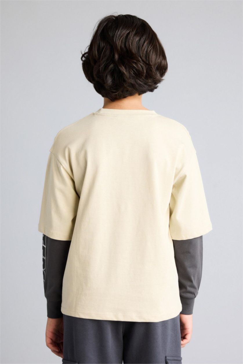 أولادي بيج تيشيرت اولادي كم طويل اوفر سايز برقبة مستديرة