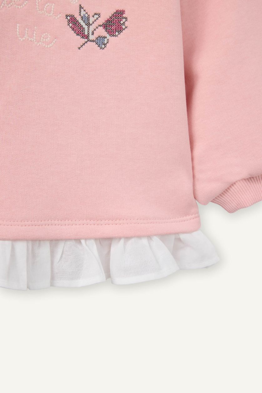 Малыши девочки Светло-розовый Свитшот стандартного кроя с цветочным принтом для малышей девочек