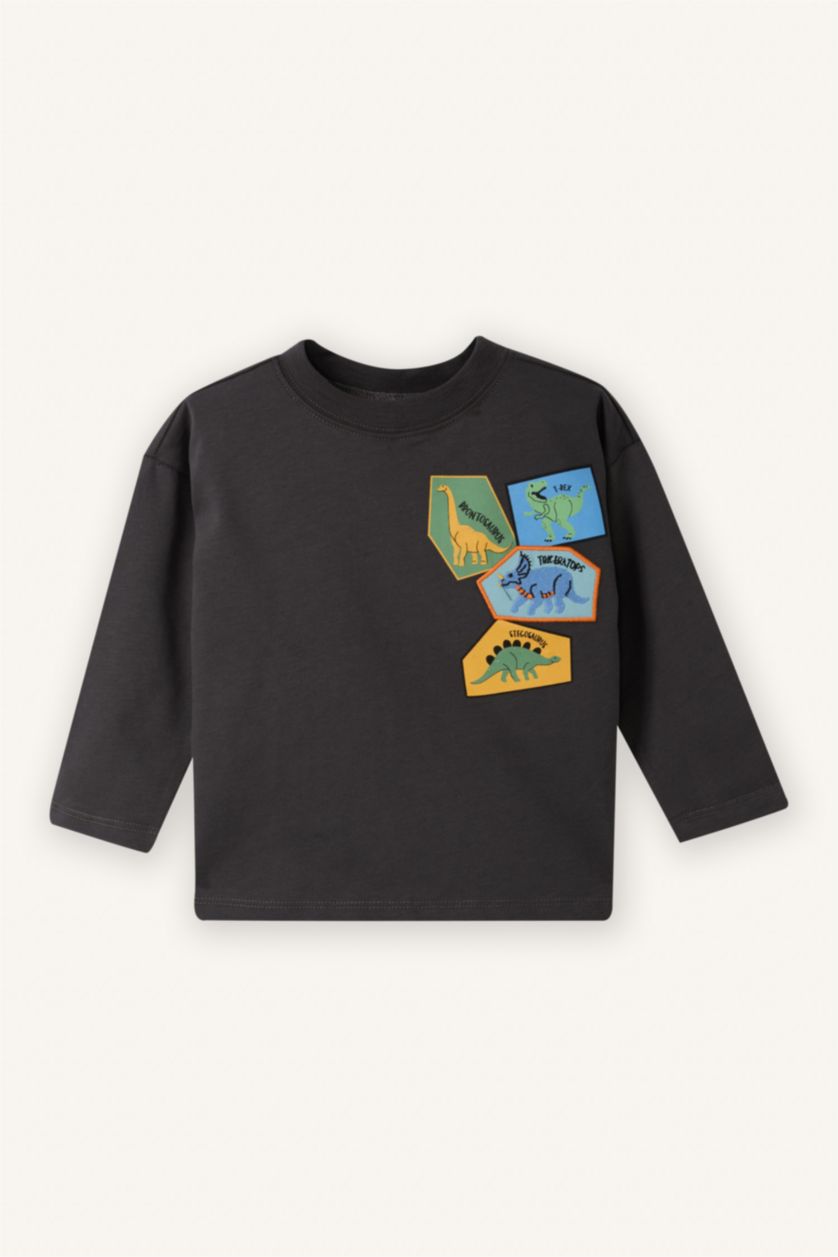 Baby Boy Anthracite Regular Fit Printed Long Sleeve T-Shirt