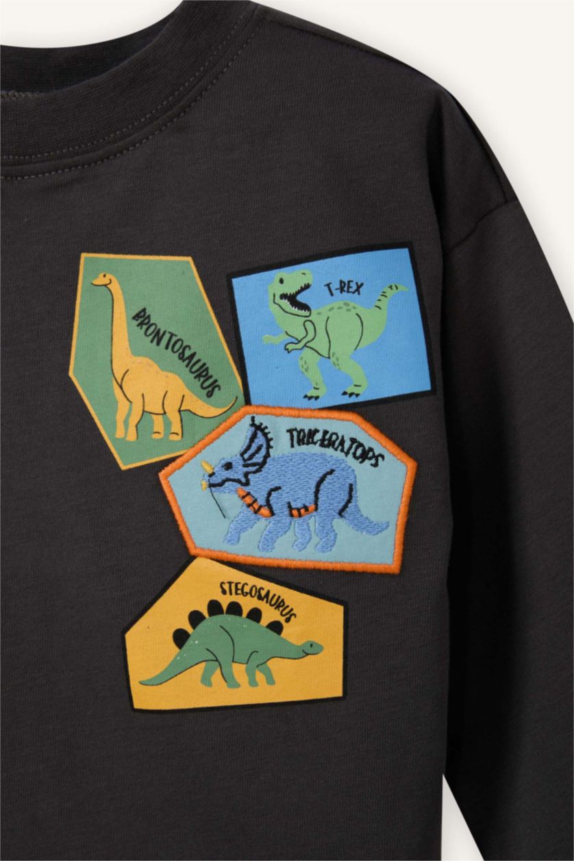 Baby Boy Anthracite Regular Fit Printed Long Sleeve T-Shirt