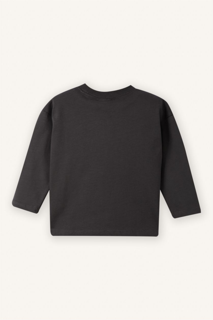 Baby Boy Anthracite Regular Fit Printed Long Sleeve T-Shirt