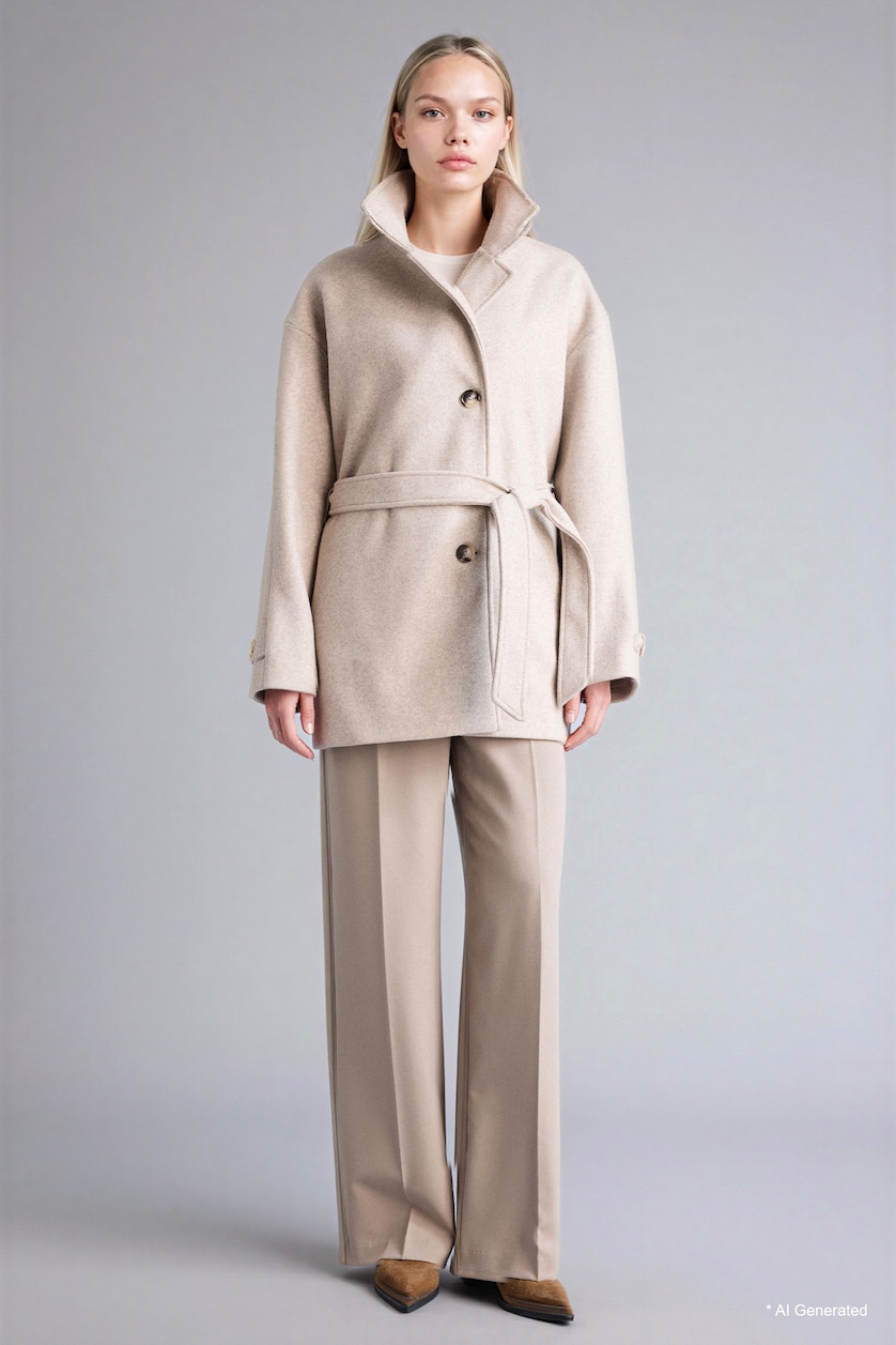 WOMAN Beige Belted Cachet Coat