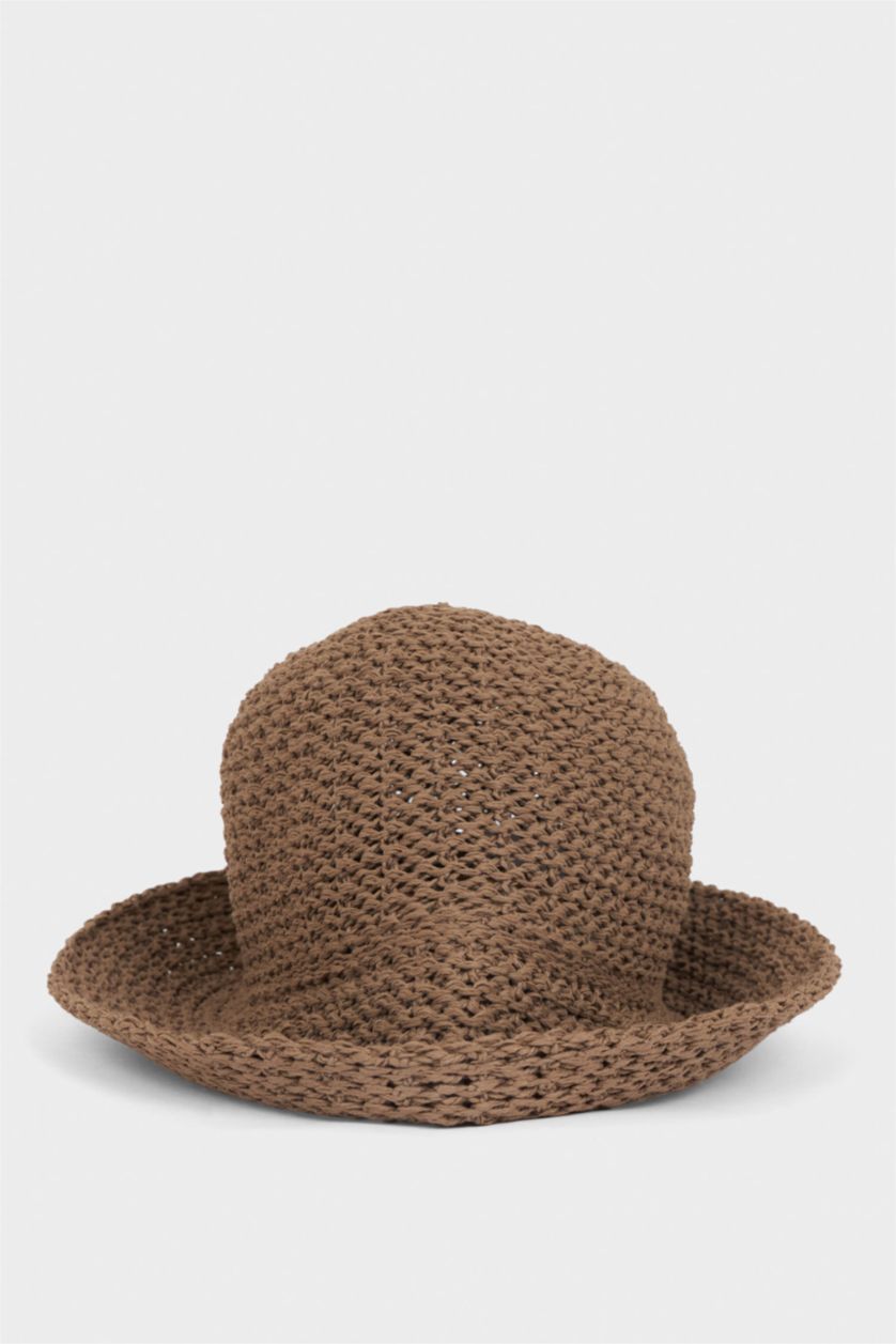 Kadın Açık Kahve Kadın Triko Bucket Şapka