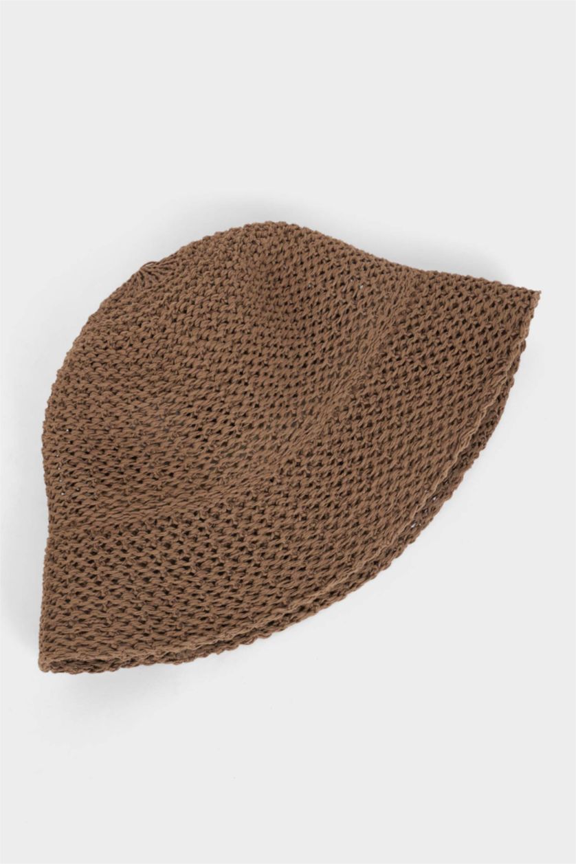 Kadın Açık Kahve Kadın Triko Bucket Şapka