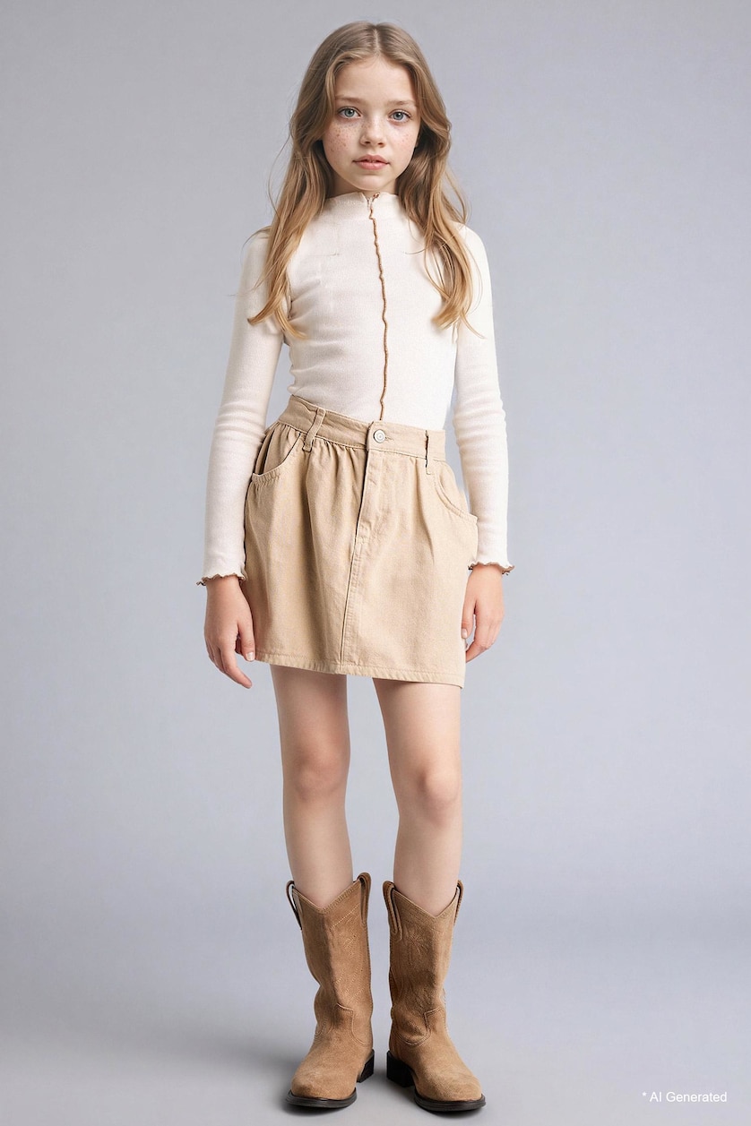 Girls & Teens Stone Girl Cotton Regular Fit Skirt