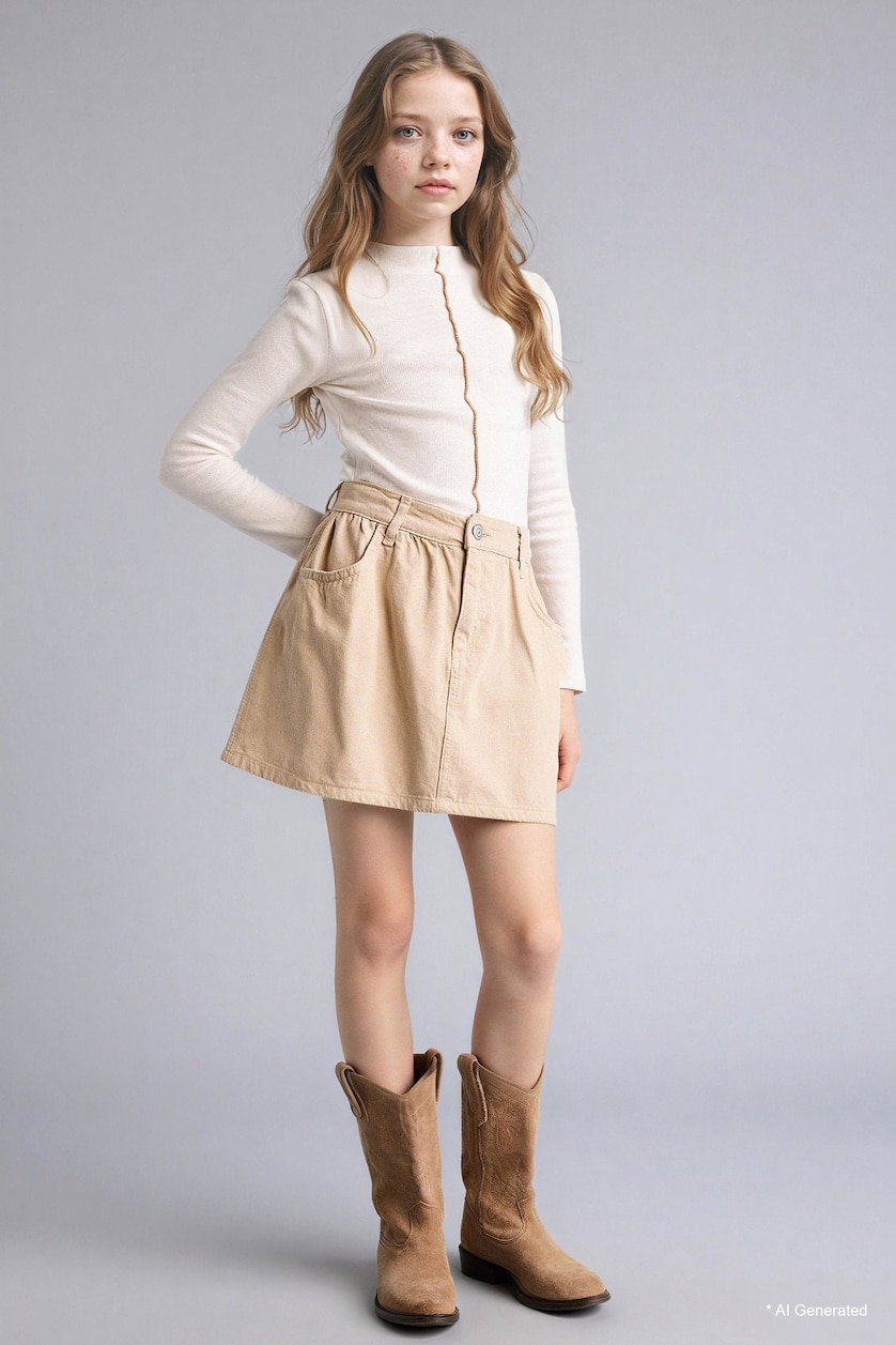 Girls & Teens Stone Girl Cotton Regular Fit Skirt