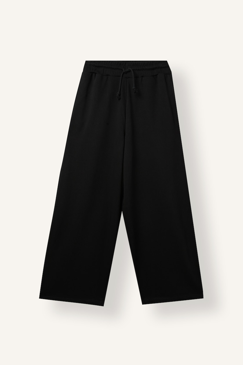 Women Black Balloon Fit Wide Leg Drawstring Trousers