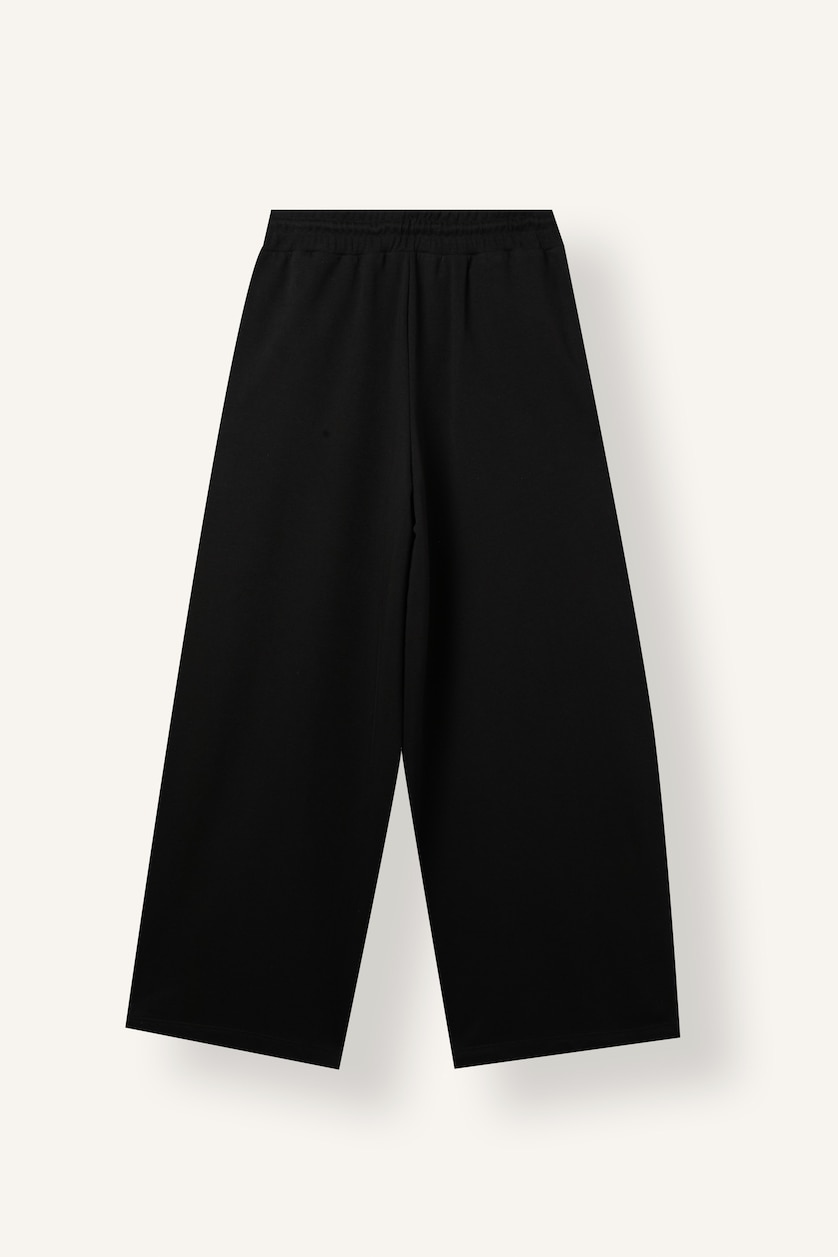 Women Black Balloon Fit Wide Leg Drawstring Trousers