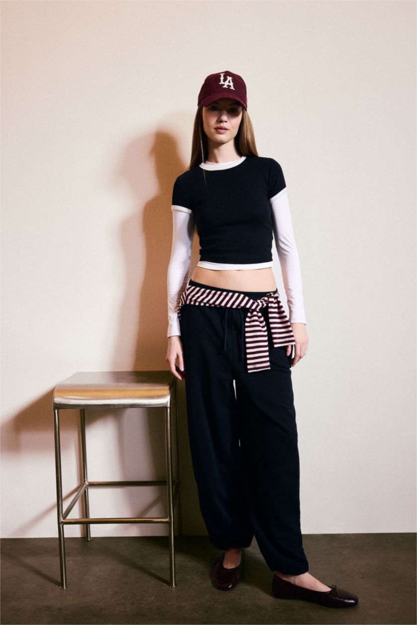 WOMAN NAVY Balloon Fit Wide Leg Sweatpants