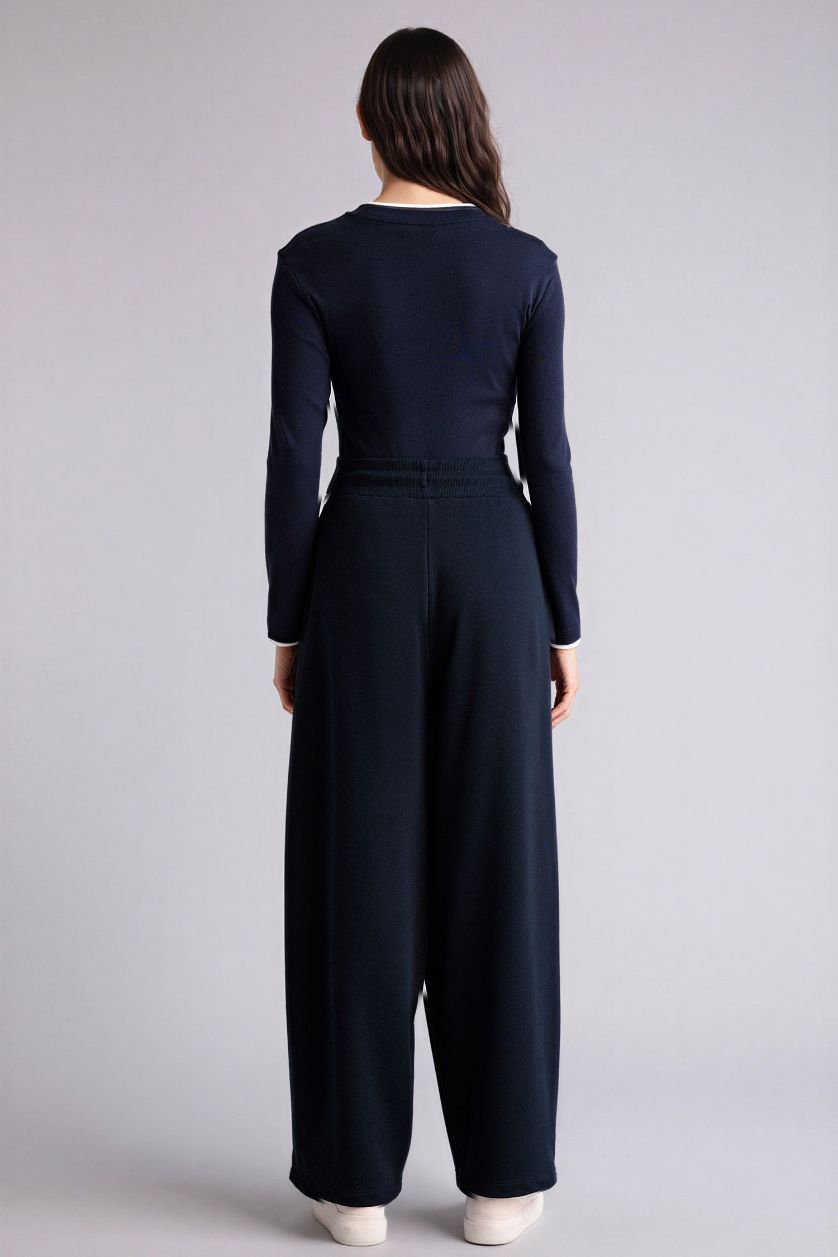 WOMAN NAVY Balloon Fit Wide Leg Sweatpants