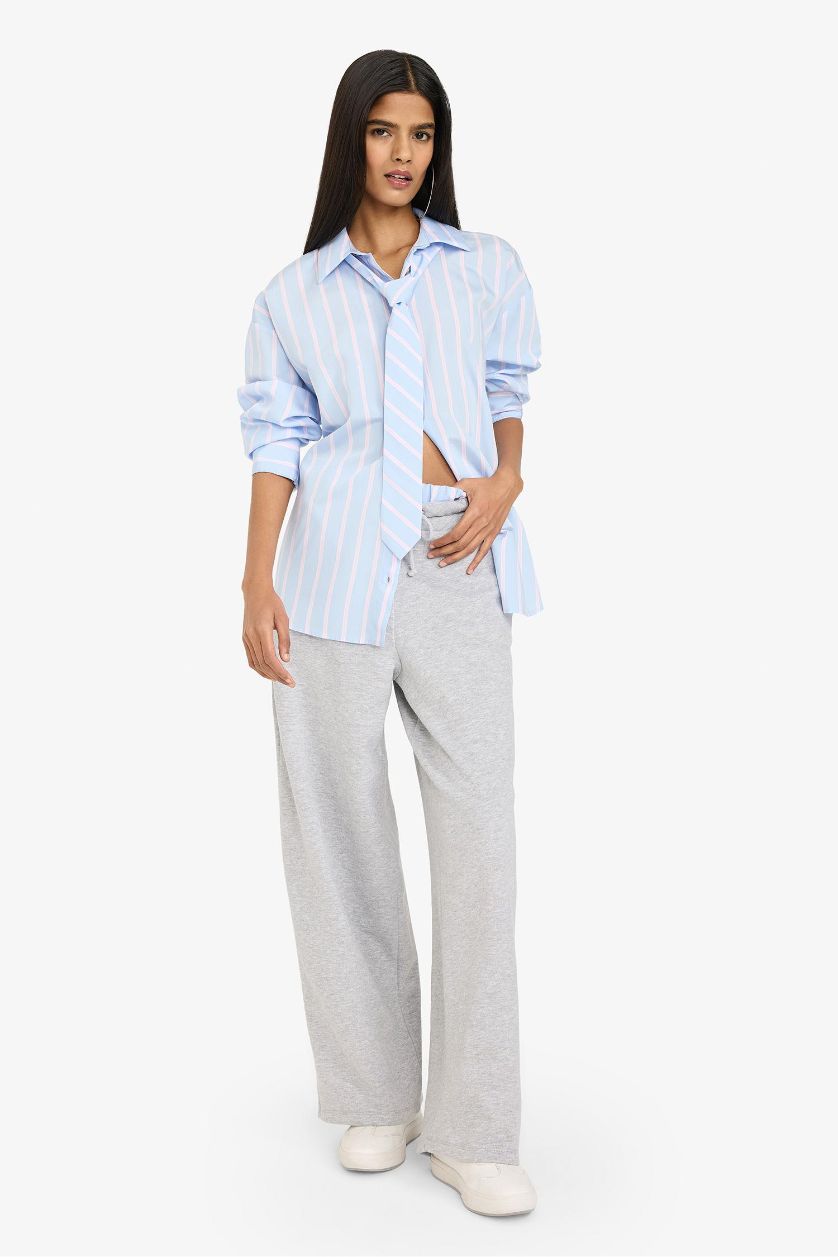 WOMAN Grey Melange Baggy Fit Trousers