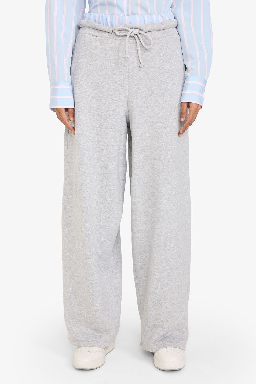 WOMAN Grey Melange Baggy Fit Trousers