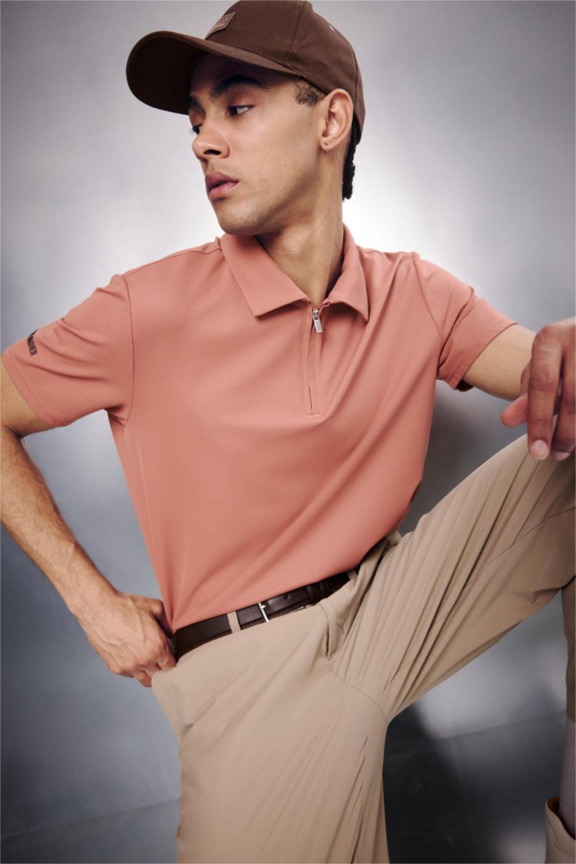 MAN Light Brown Standard Fit Short Sleeve Polo T-Shirt