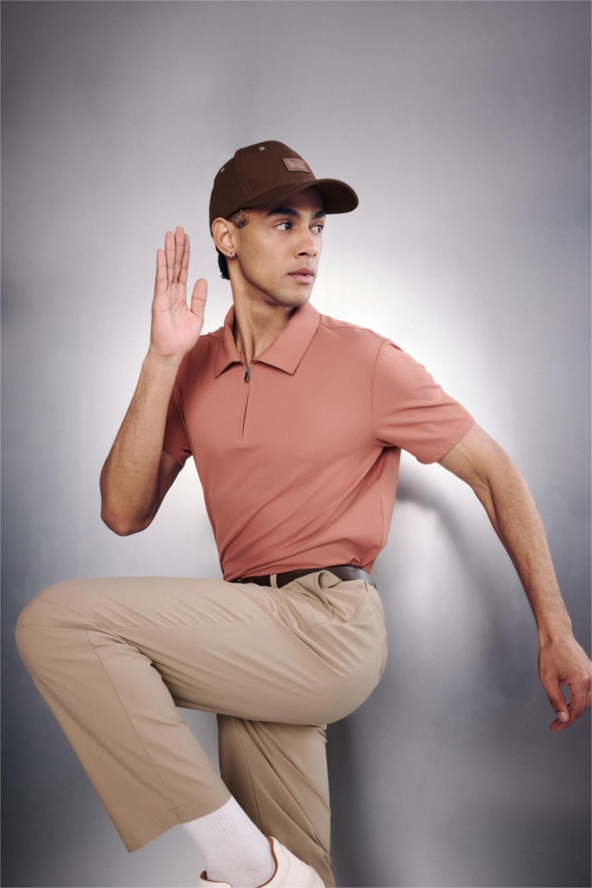 MAN Light Brown Standard Fit Short Sleeve Polo T-Shirt