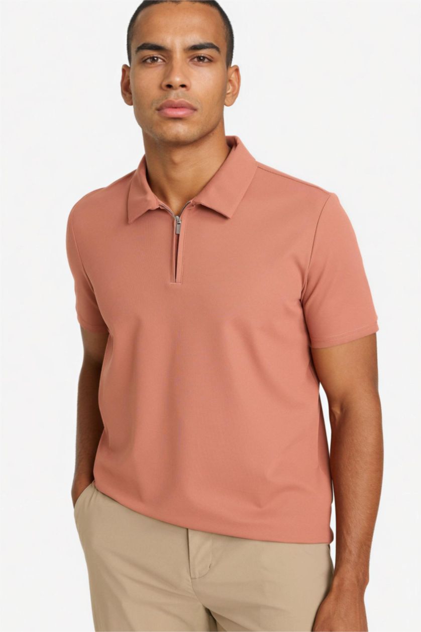 MAN Light Brown Standard Fit Short Sleeve Polo T-Shirt