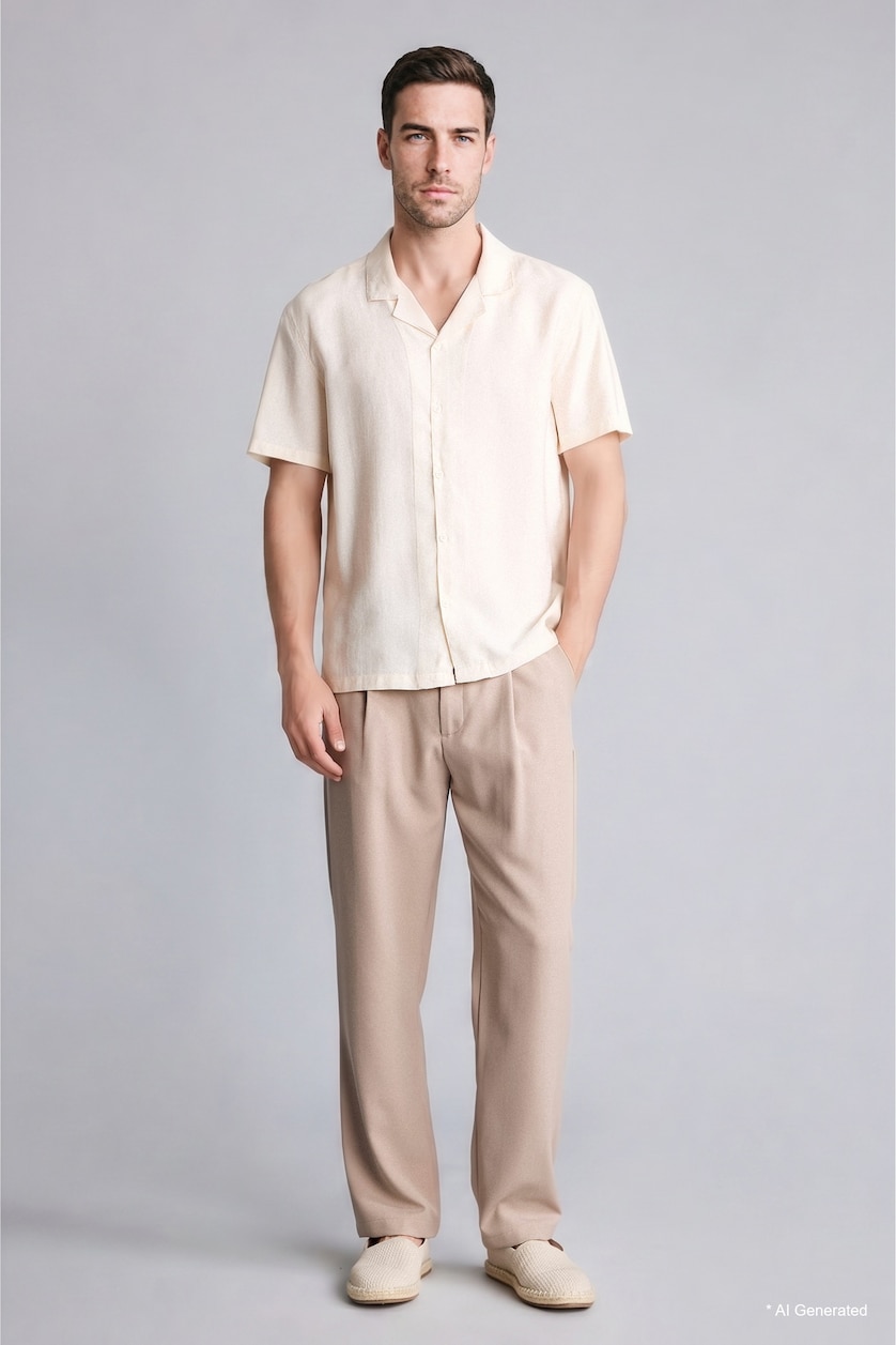 Men Stone Regular Fit Resort Neck Sensual Short Sleeve Shirt