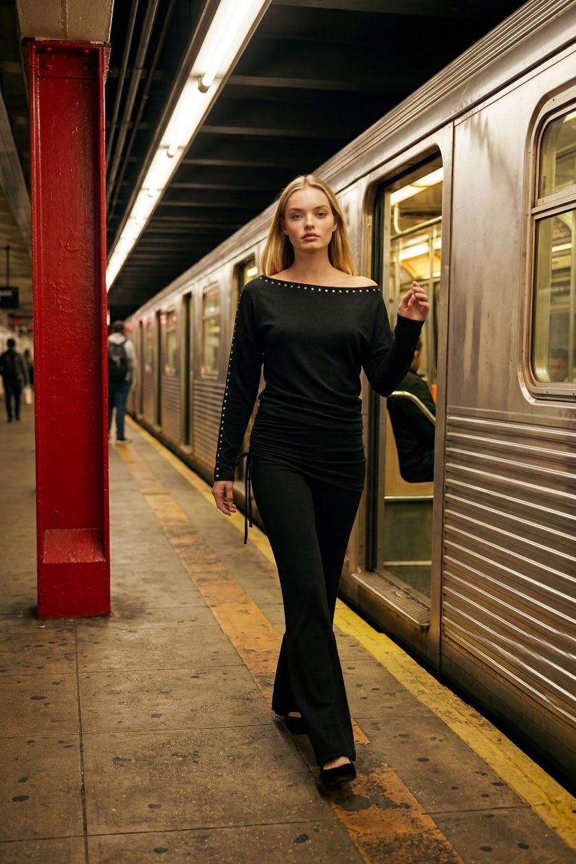 Woman Anthracite Flare Fit Trousers