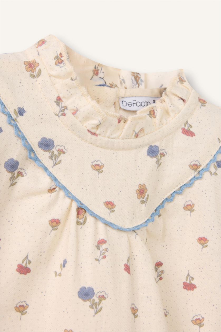 Baby Girl Ecru Baby Girl Patterned Twill Shirt