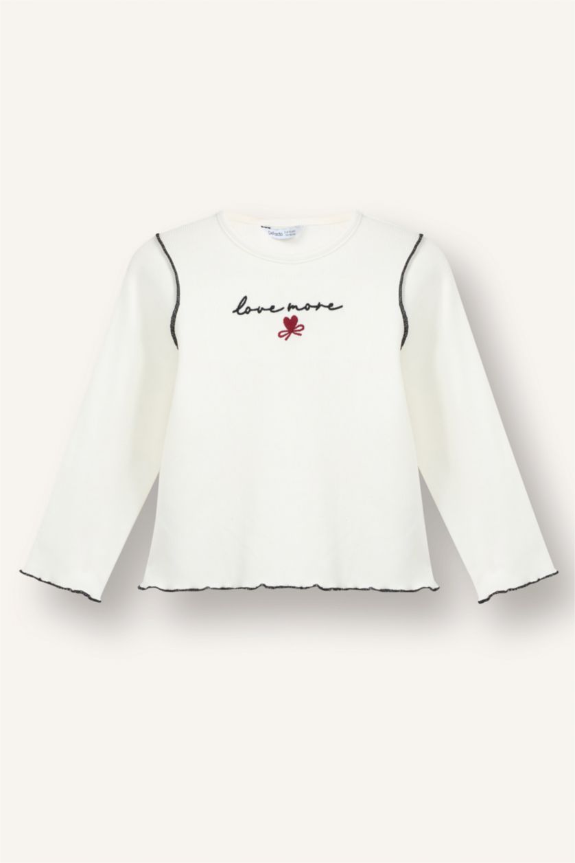 Kız Bebek Ekru Fitilli Kaşkorse Tişört Kız Bebek