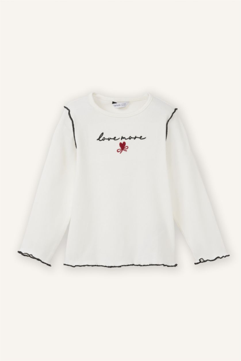 Kız Bebek Ekru Fitilli Kaşkorse Tişört Kız Bebek