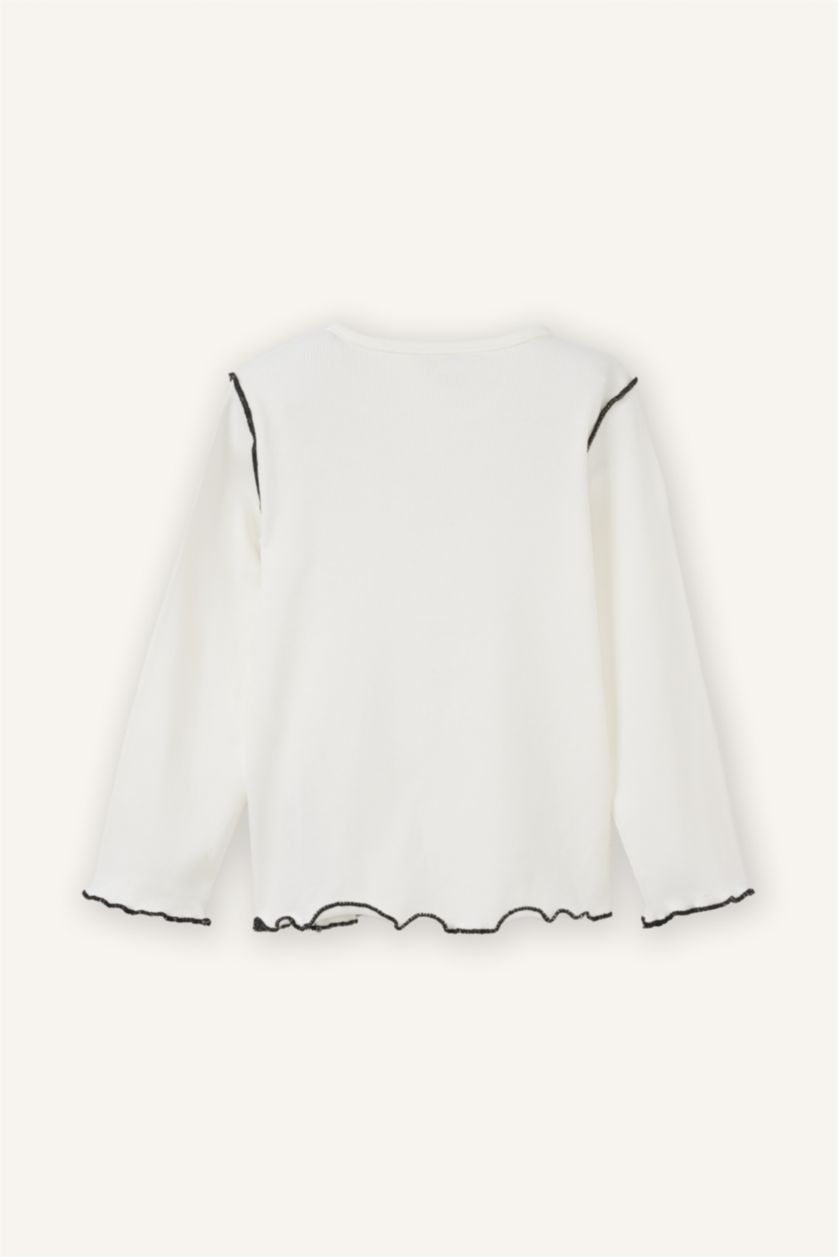 Kız Bebek Ekru Fitilli Kaşkorse Tişört Kız Bebek