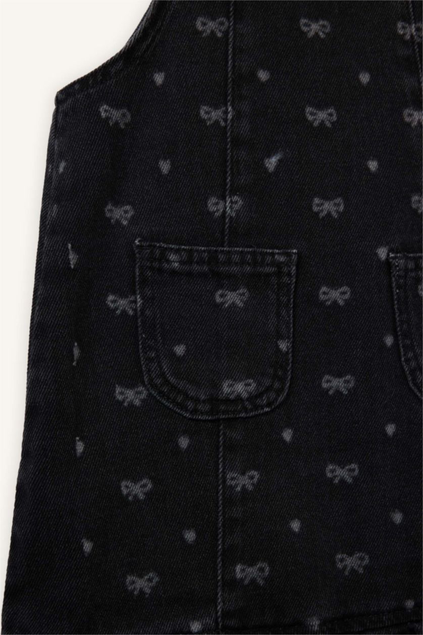 Kız Bebek Antrasit Kolsuz Jean Elbise Kız Bebek