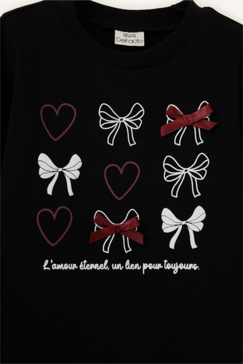 Baby Girl Black Oversize Fit Crew Neck Sweatshirt