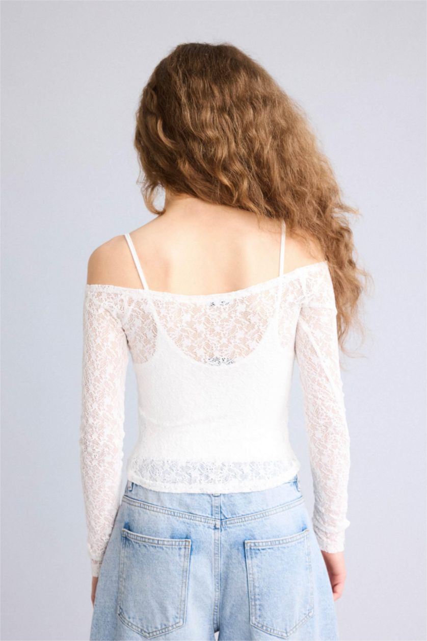 Әйелдерге АҚ Fitted иығы ашық шілтерлі футболка