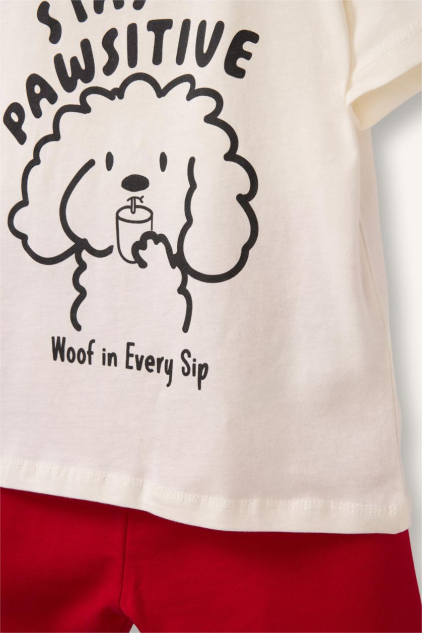 Erkek Bebek Ekru Hayvan Desenli 2'li Takım Erkek Bebek