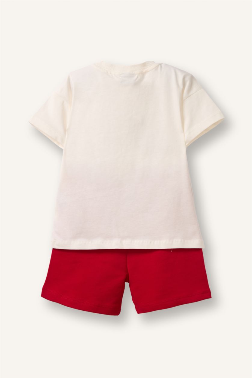 Erkek Bebek Ekru Hayvan Desenli 2'li Takım Erkek Bebek