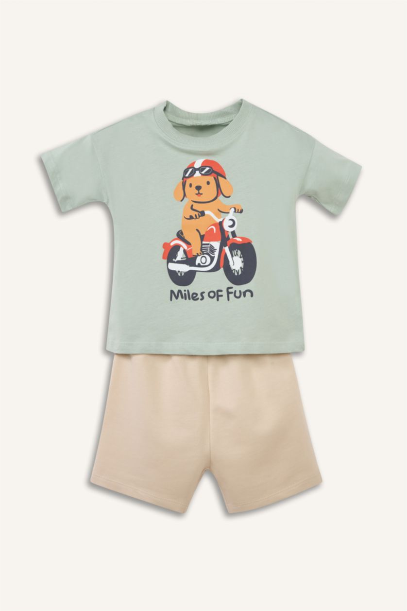 Erkek Bebek Mint Baskılı 2'li Erkek Bebek Takım