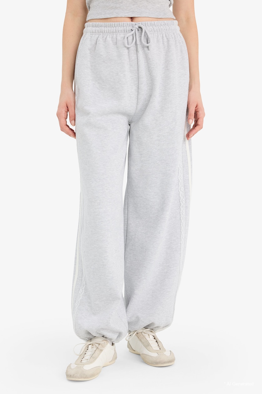 WOMAN Grey Melange Jogger Fit Sweatpants