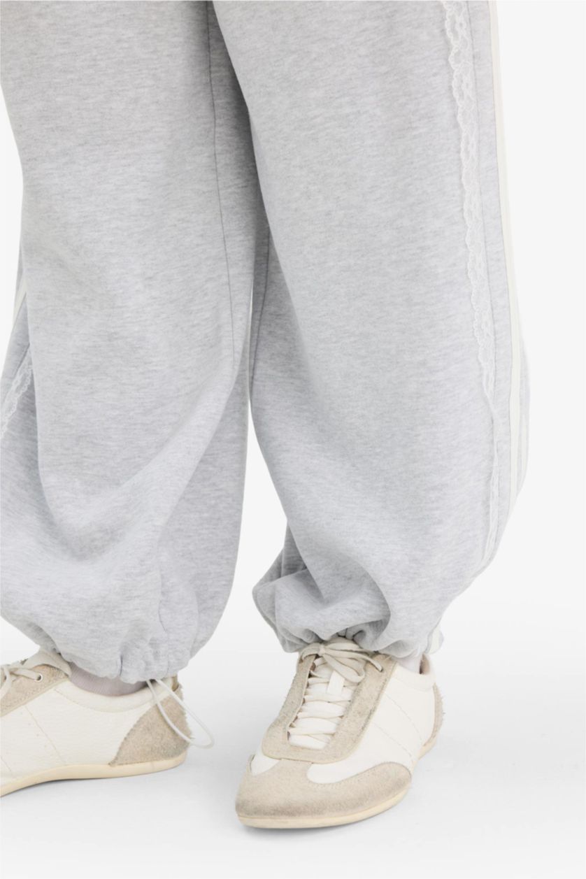 Woman Grey Melange Wide Leg Jogging