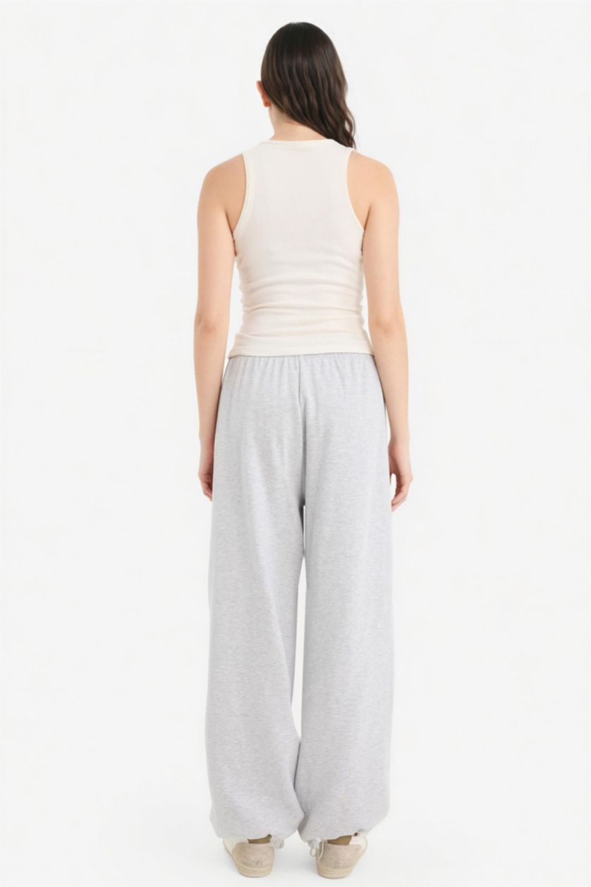 Woman Grey Melange Wide Leg Jogging