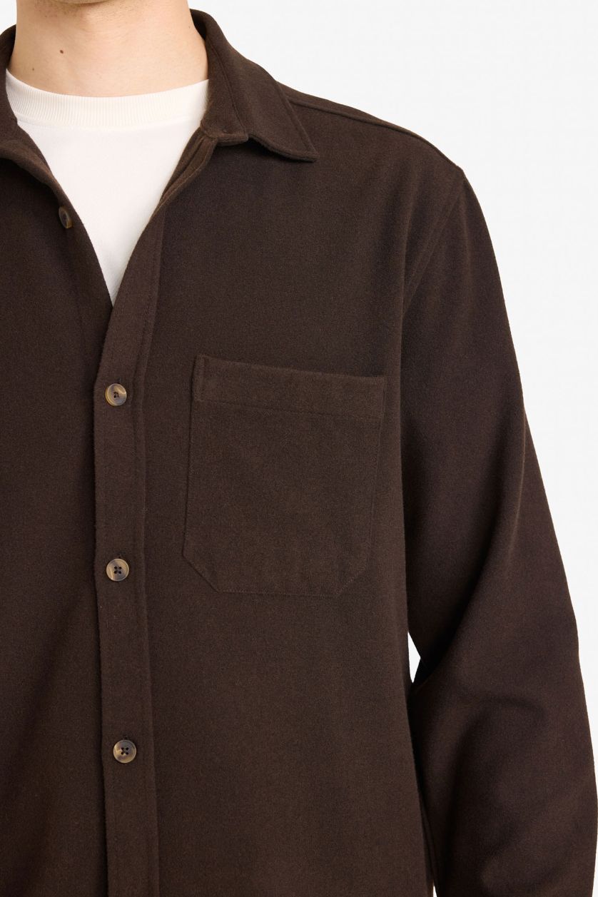 HOMME Marron Foncé Chemise en flanelle Coupe régulière