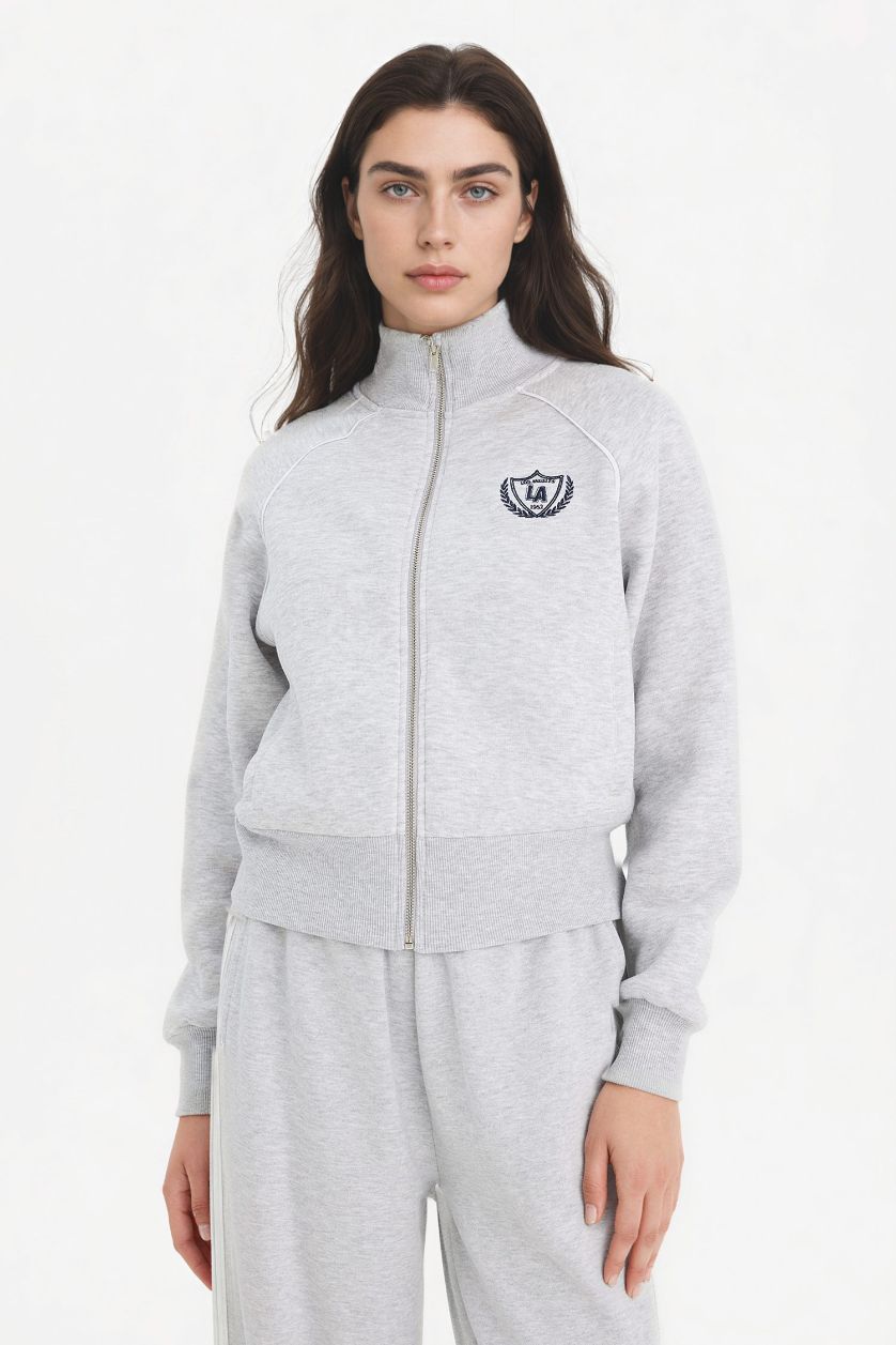 نساء ميلانج رمادي سويت شيرت من قماش سميك قصة فضفاضة