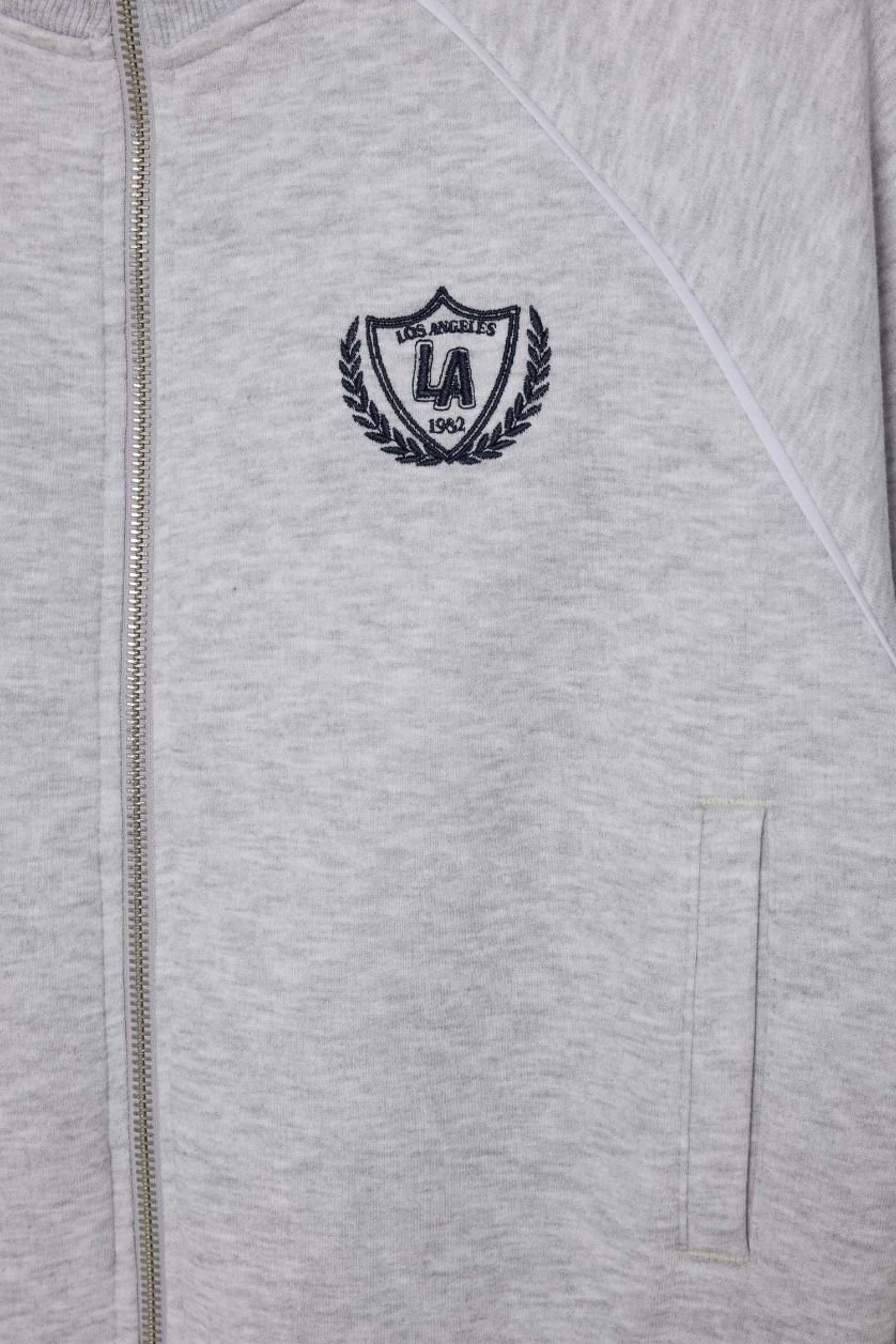 نساء ميلانج رمادي سويت شيرت من قماش سميك قصة فضفاضة