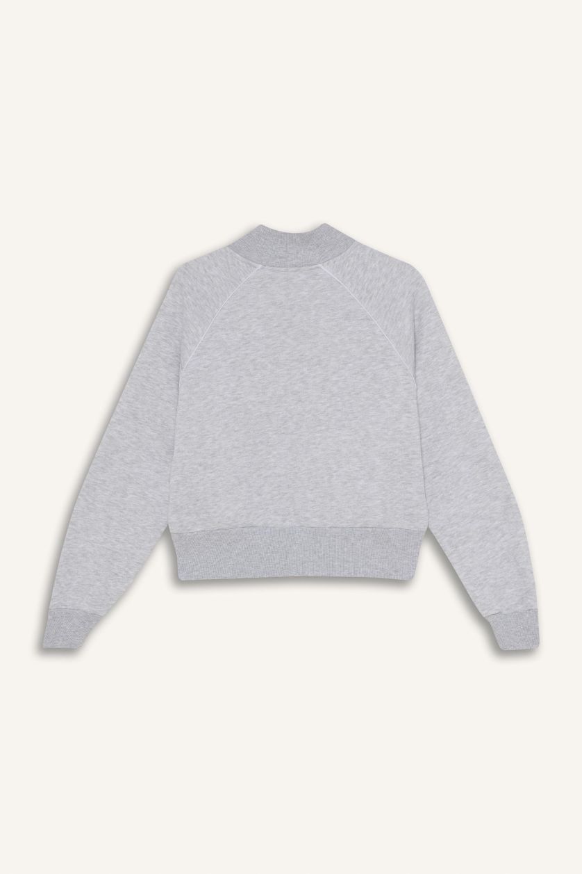 نساء ميلانج رمادي سويت شيرت من قماش سميك قصة فضفاضة