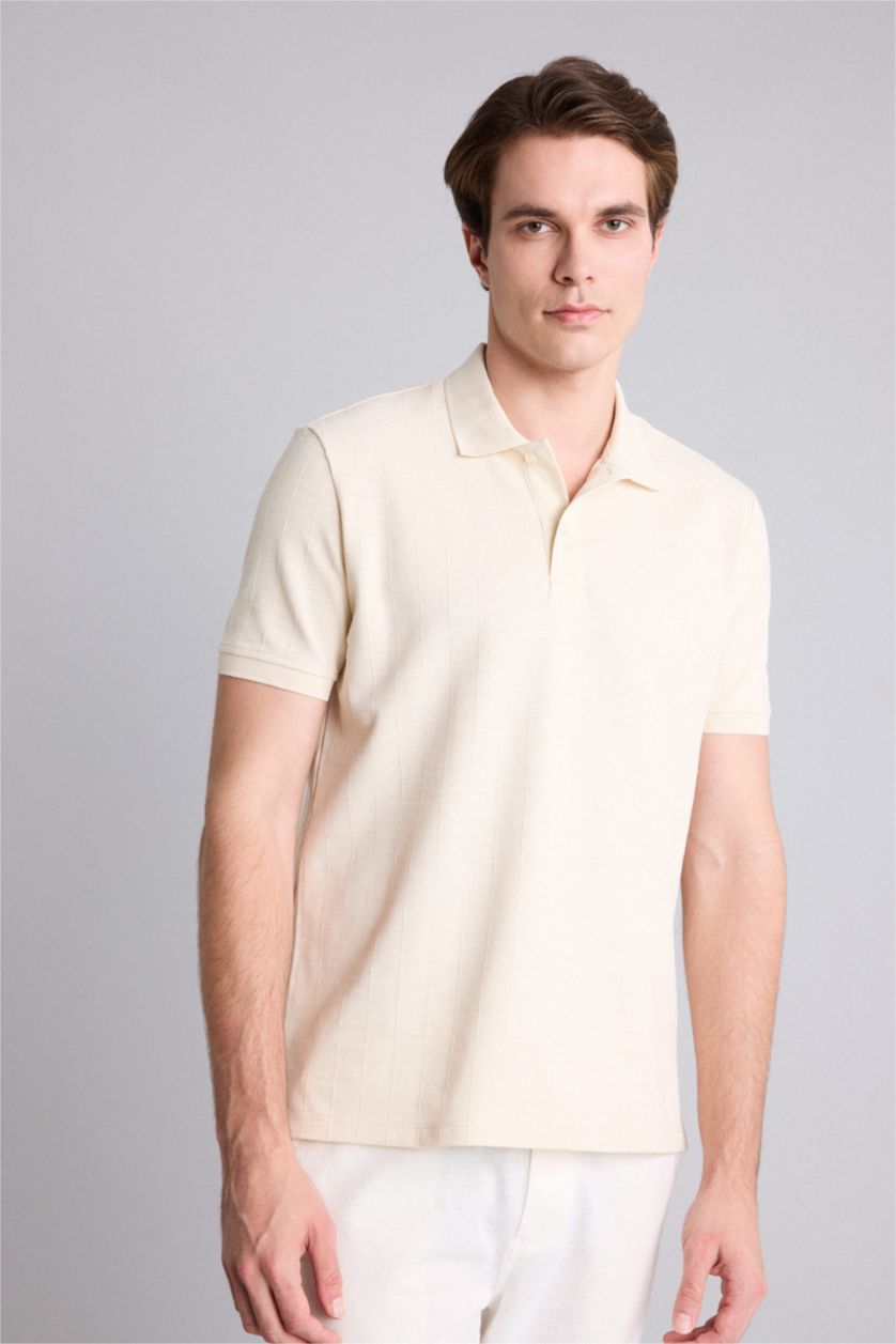 Erkek Taş Regular Fit Kısa Kollu Polo Tişört
