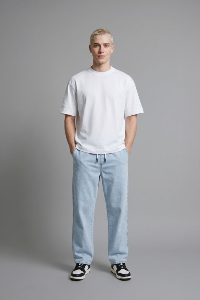 رجال أزرق فاتح Wide Leg Wide Leg Jeans