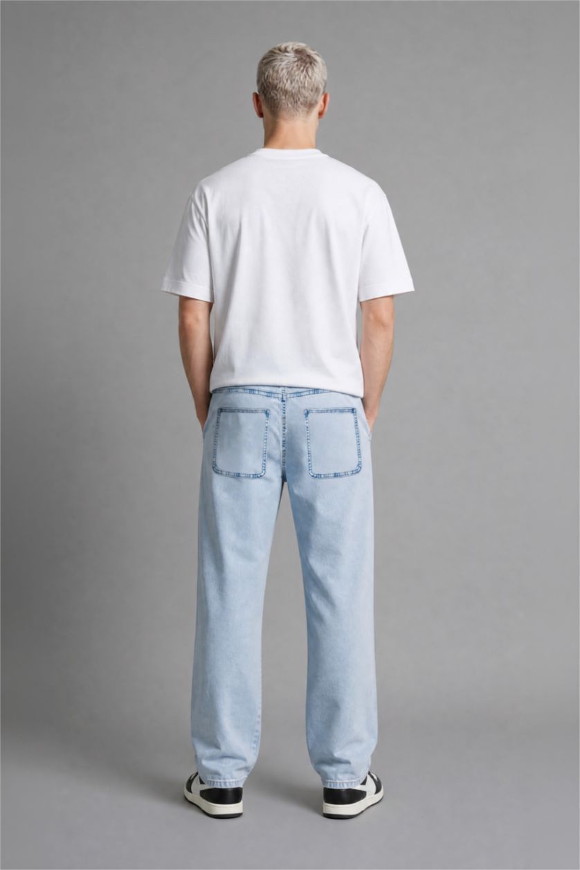 رجال أزرق فاتح Wide Leg Wide Leg Jeans
