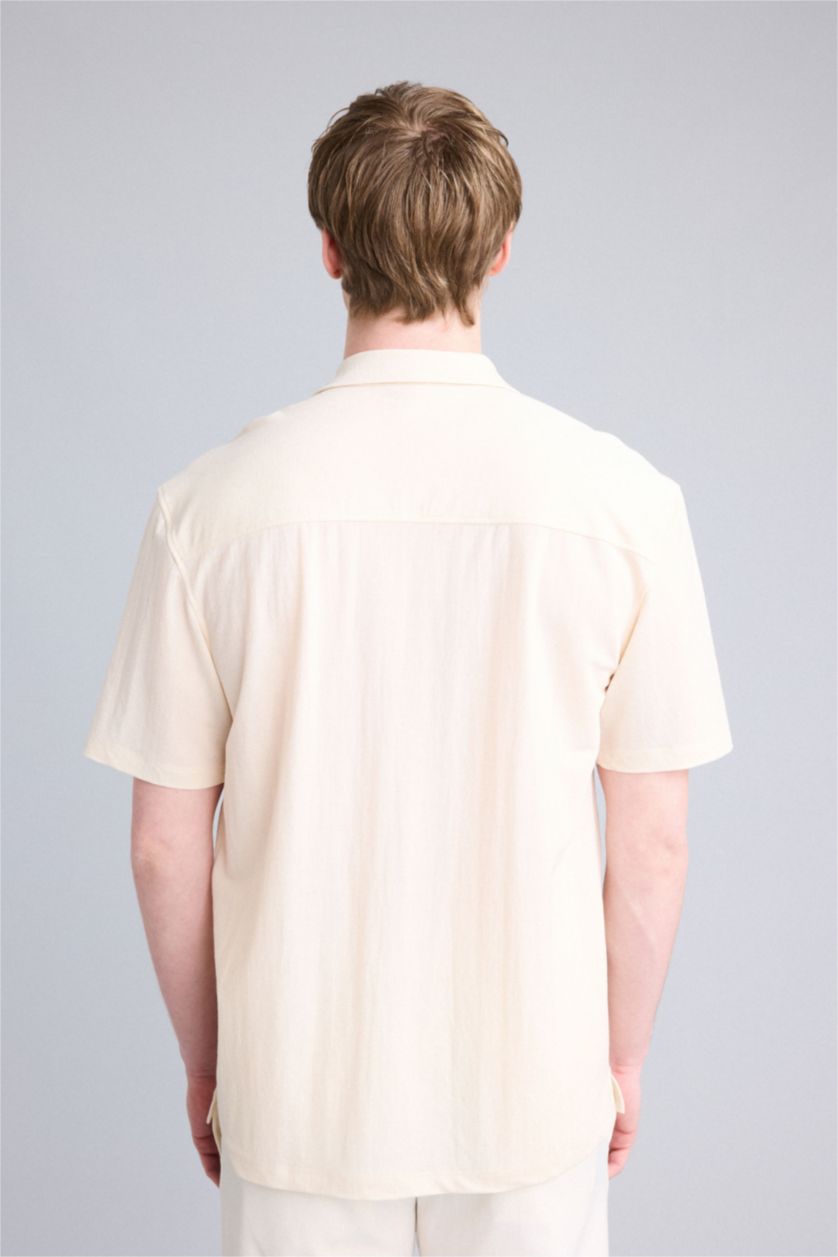 Мужчины Слоновая кость Трикотажная рубашка Regular Fit с воротником поло и коротким рукавом