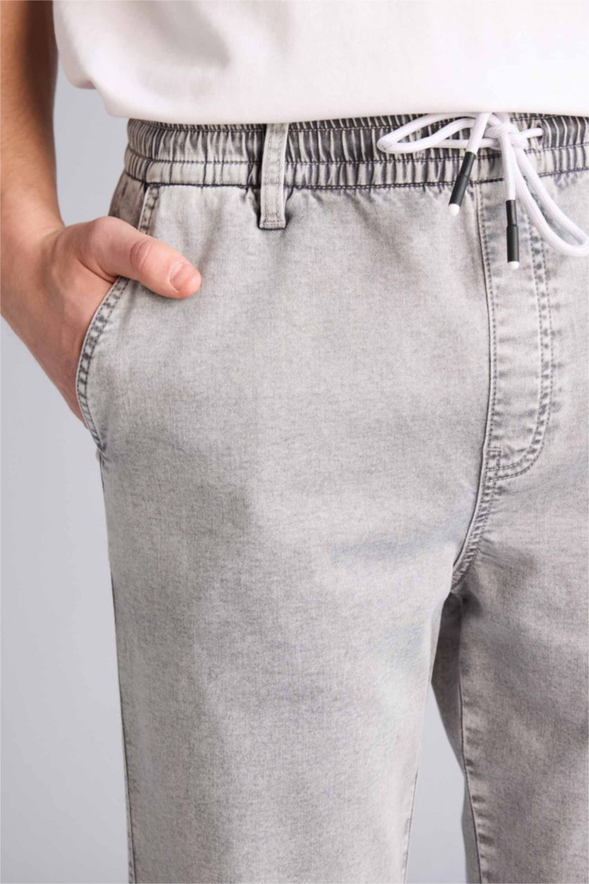 Мужчины Светло-серый Джинсы Wide Leg с широкими штанинами и снежной стиркой