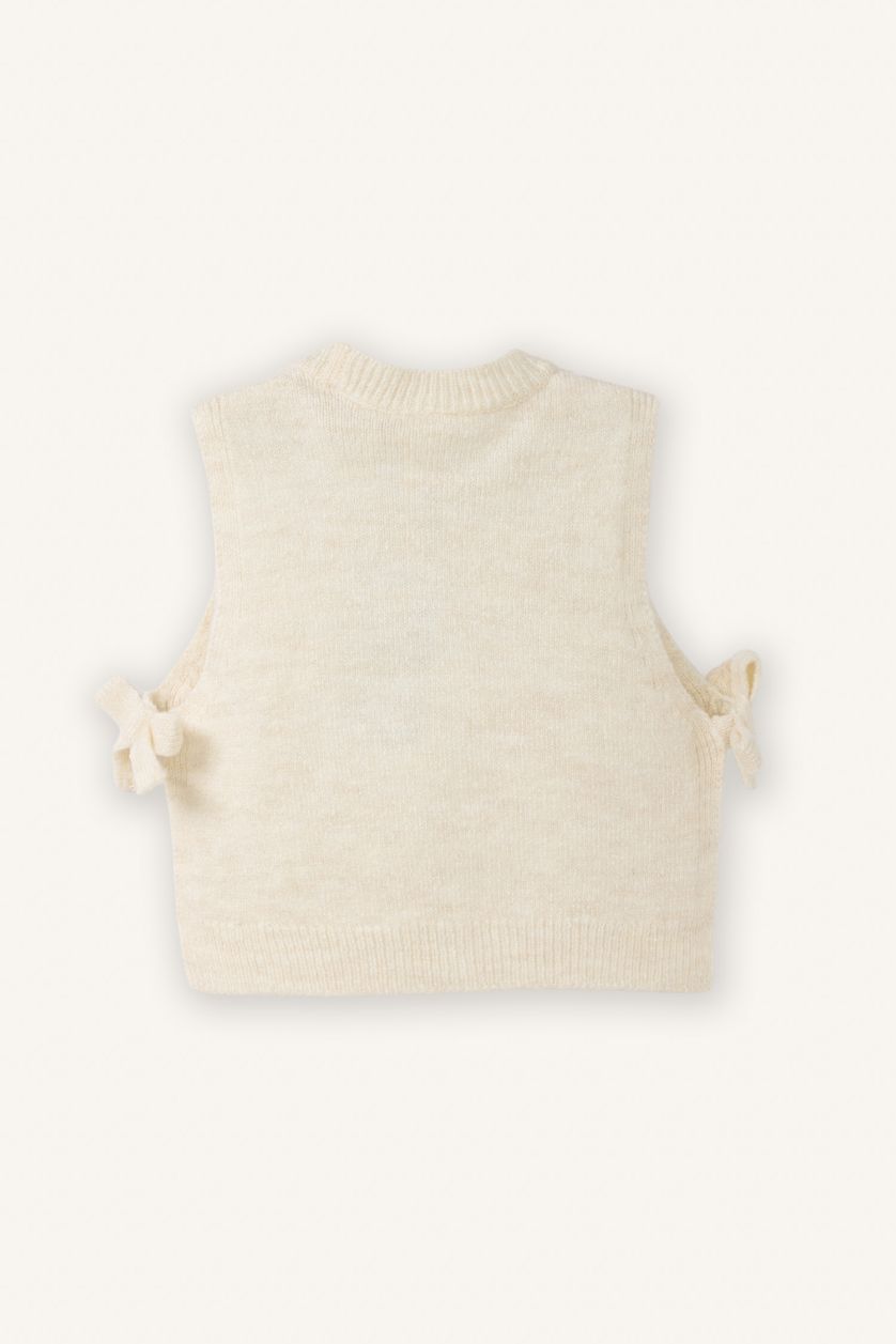 طفلة صغيرة بيج فاتح كارديجان بناتي قصة عادية بياقة مستديرة