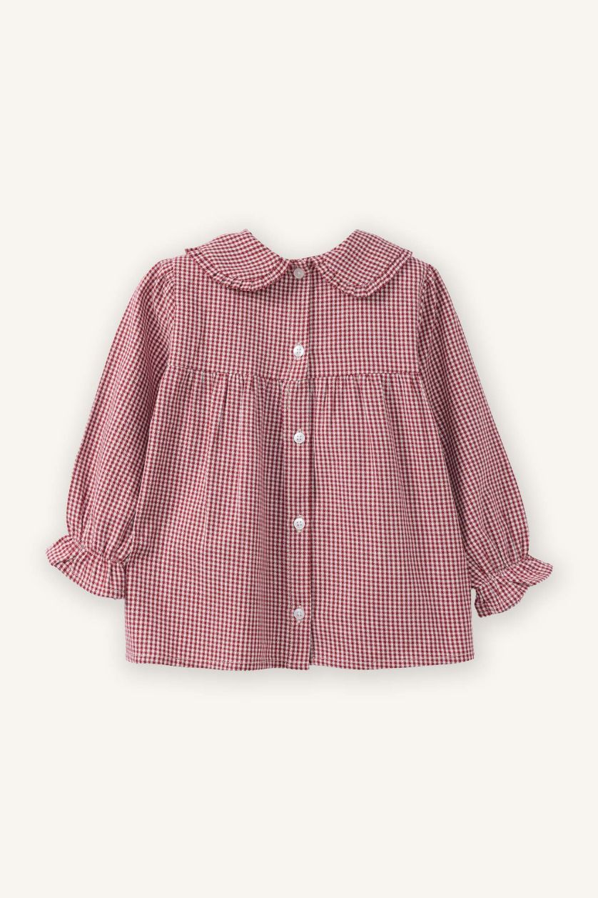 BABY GIRL Bordeaux Baby Girl Baby Collar Checked Poplin Shirt