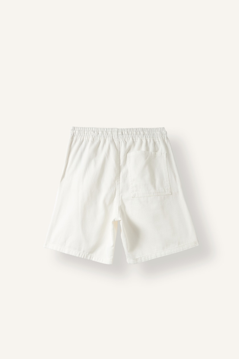 MAN Ecru 100% Cotton Relax Fit Elastic Waist Shorts