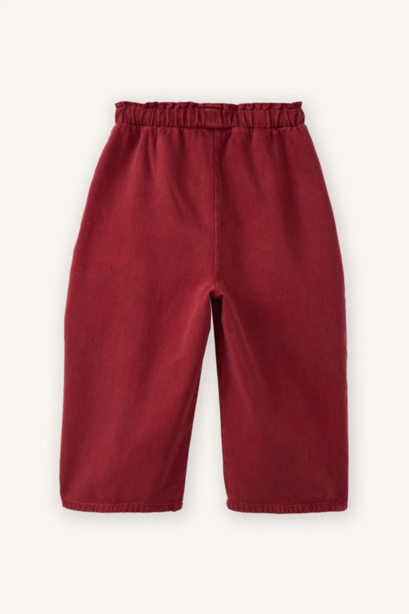 Baby Girl Bordeaux Baby Girl Paperbag Wide Leg Trousers