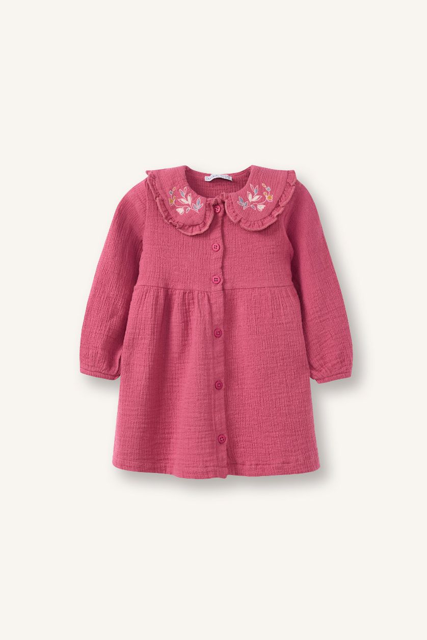 طفلة صغيرة وردي فستان فلورال موسلين بيبي بناتي قصة عادية ردن طويل